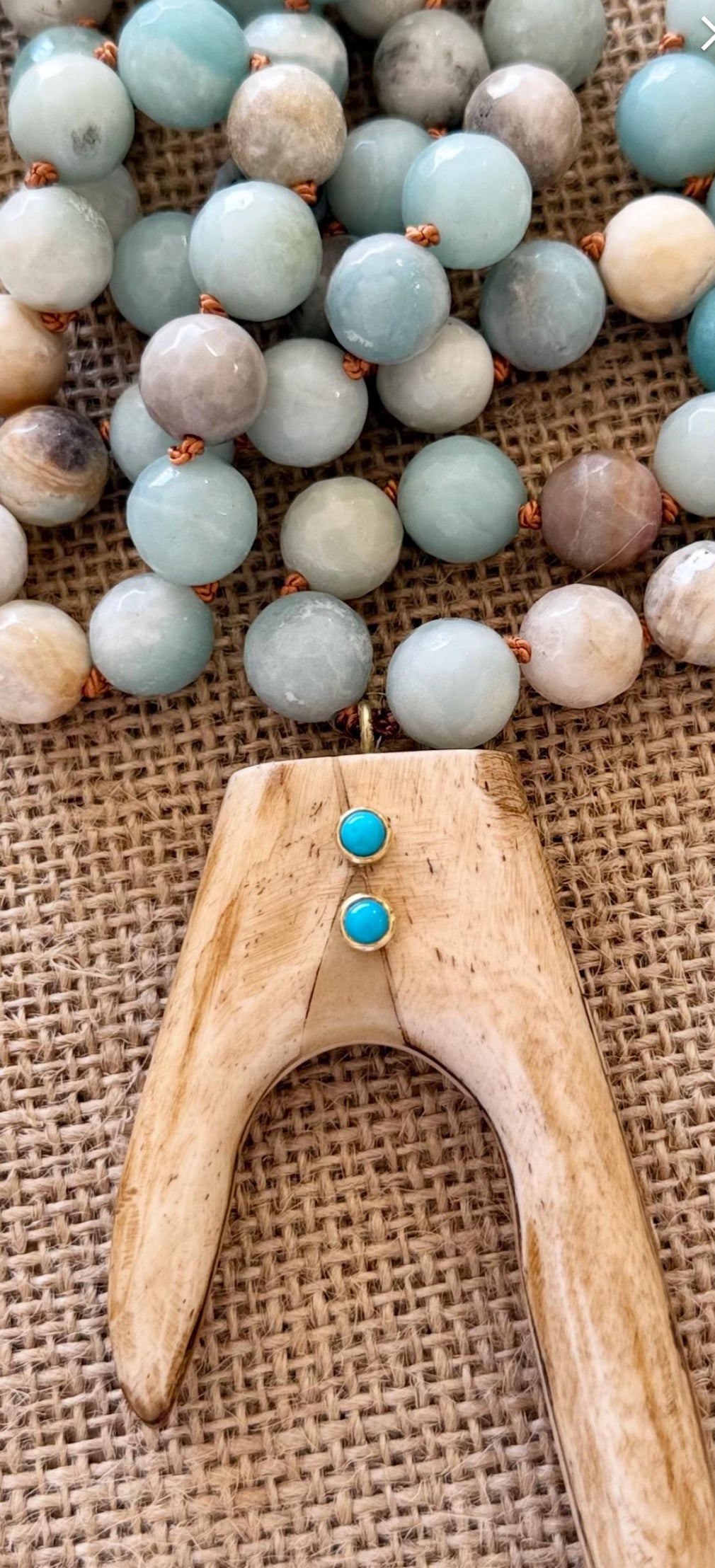 White Coral With White Flat Antler and Turquoise Accent