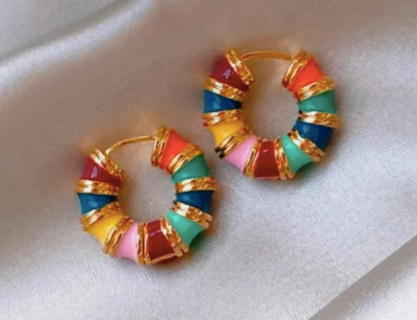 Multi Colored Enamel Huggies