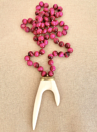 Pink Tiger Eye Ox Bone Necklace