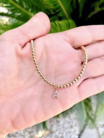 Gold-Filled Beaded Initial Necklace