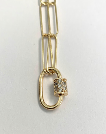 Tiny Paperclip Carabiner with CZ