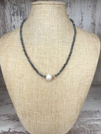 Spinel Necklace With Gold Star and Pearl