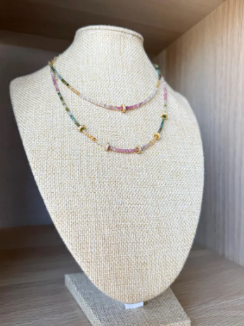 Tourmaline Necklace With CZ Accent