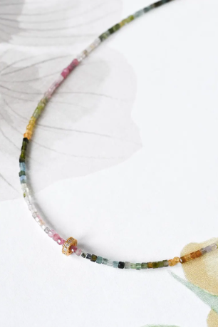 Tourmaline Necklace With CZ Accent