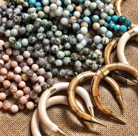 OX Bone Necklace With 12mm Amazonite