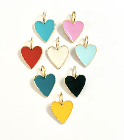 SMALL Enamel Heart on Paperclip Chain