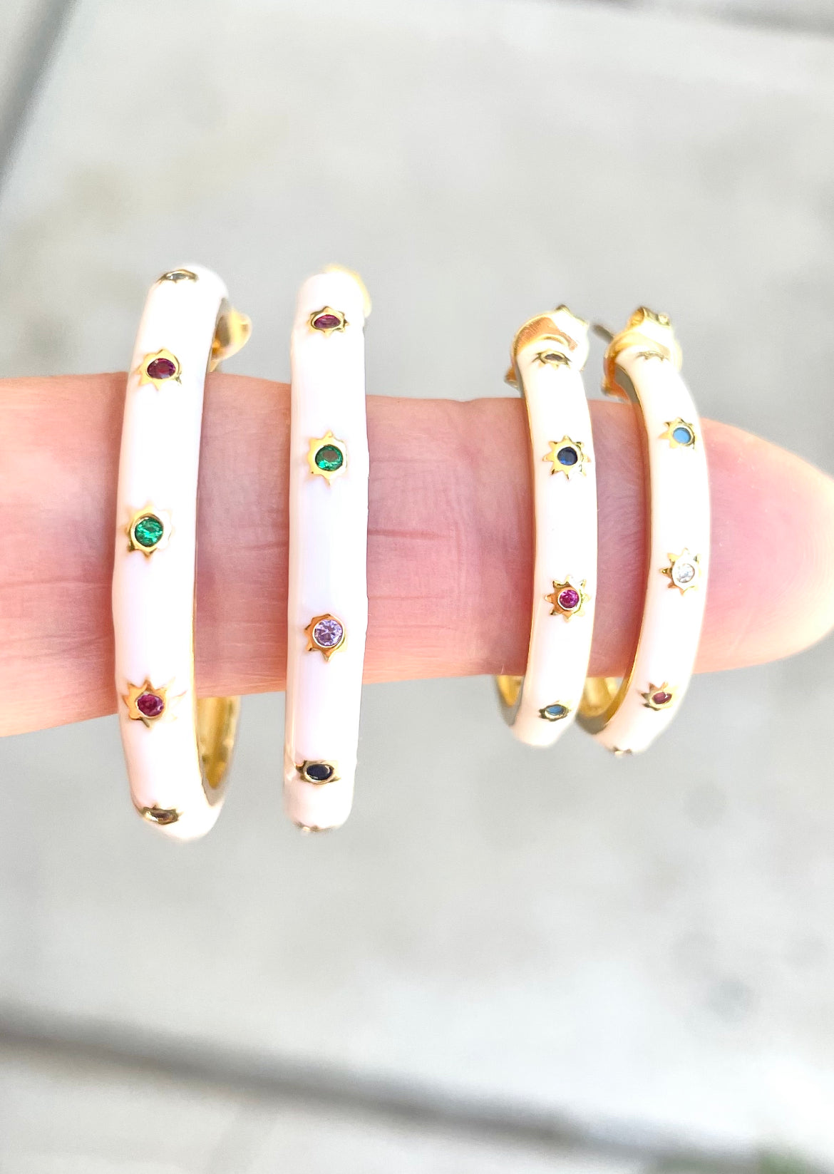 Enamel Hoop Earrings